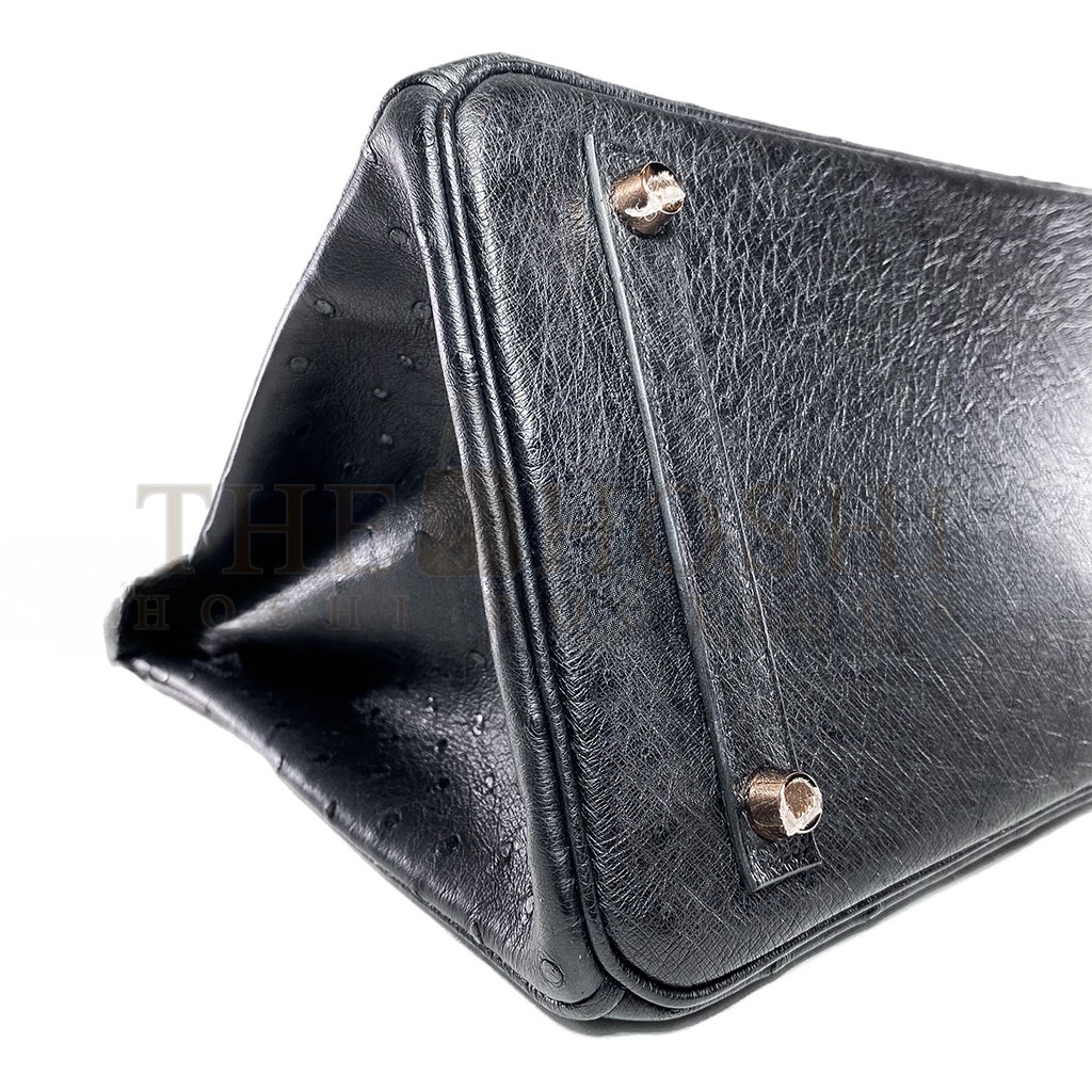 H**me5 MASTER BIRKIN 30 BLACK OSTRICH ROSE GOLD HARDWARE 346920 (30*24*16cm) Master Quality